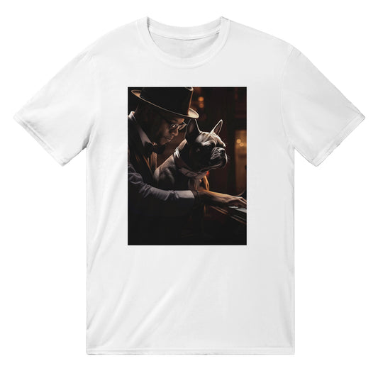Crewneck T-shirt - French Bulldog Piano Companion