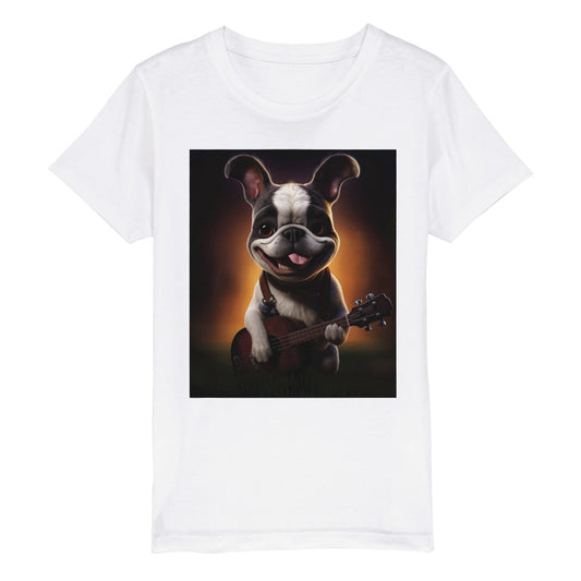 Økologisk T-shirt med rund hals til børn - Melodic Mirth French Bulldog