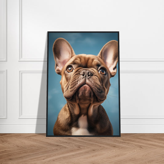 Træindrammet plakat - Opadgående Wonder French Bulldog 