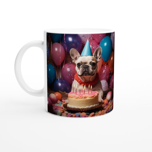 Hvidt krus - fransk bulldog fødselsdag