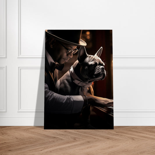Lærredstryk - fransk bulldog klaverledsager