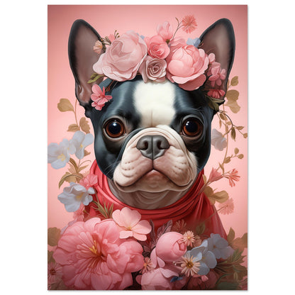 Aluminium Print - Blomsterdekoration Fransk Bulldog 