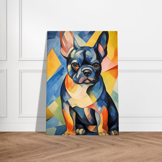 Lærredstryk - fransk bulldog i kubistisk stil 