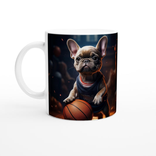 Hvidt krus - Fransk Bulldog Basket Player 