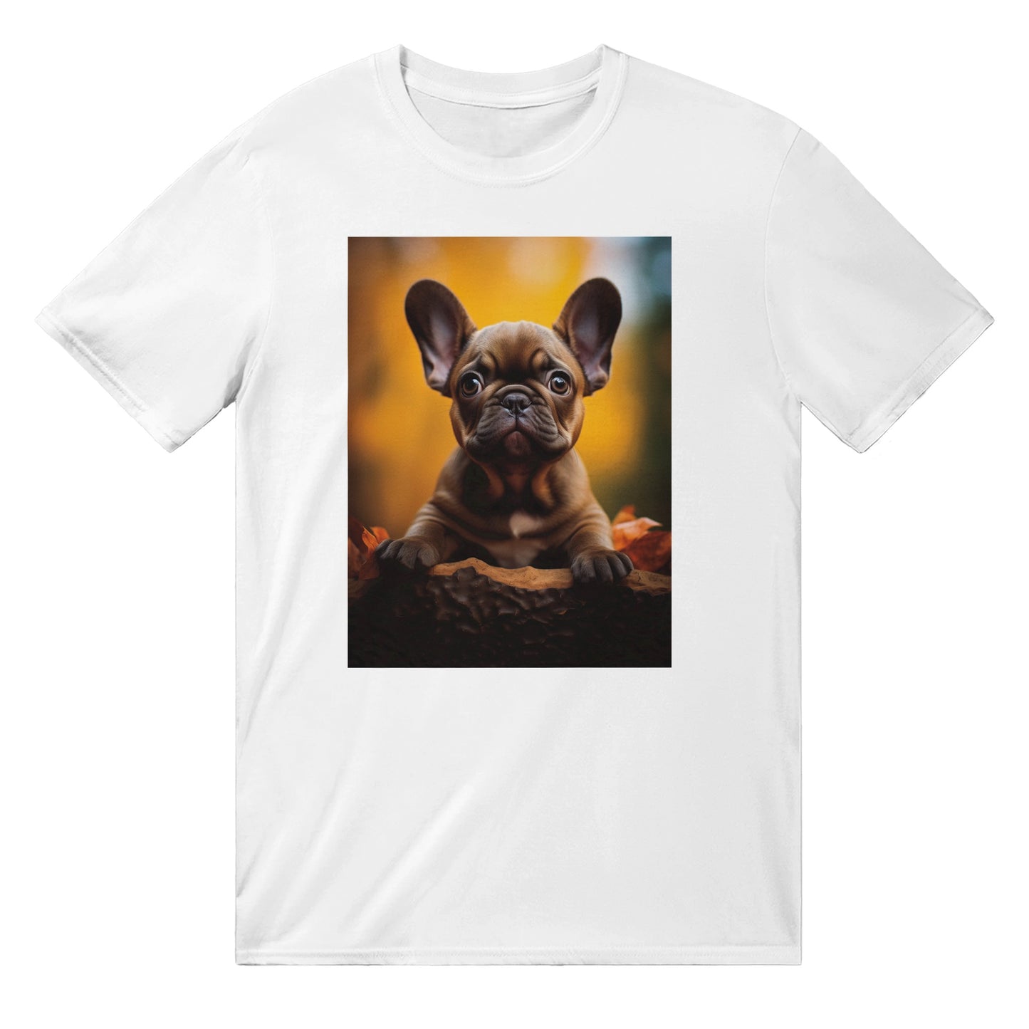 T-shirt med rund hals - Autumn Sentinel French Bulldog 