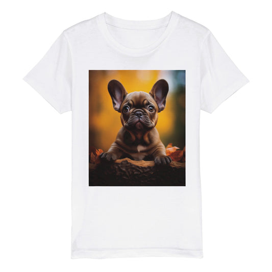 Økologisk T-shirt med rund hals til børn - Autumn Sentinel French Bulldog