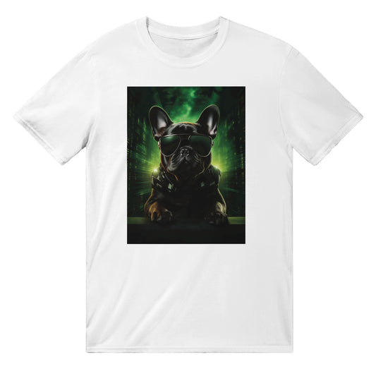 T-Shirt mit Rundhalsausschnitt – Kybernetische französische Bulldogge 
