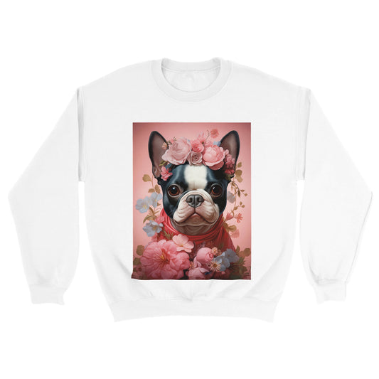 Crewneck Sweatshirt - Blomsterdekoration Fransk Bulldog 