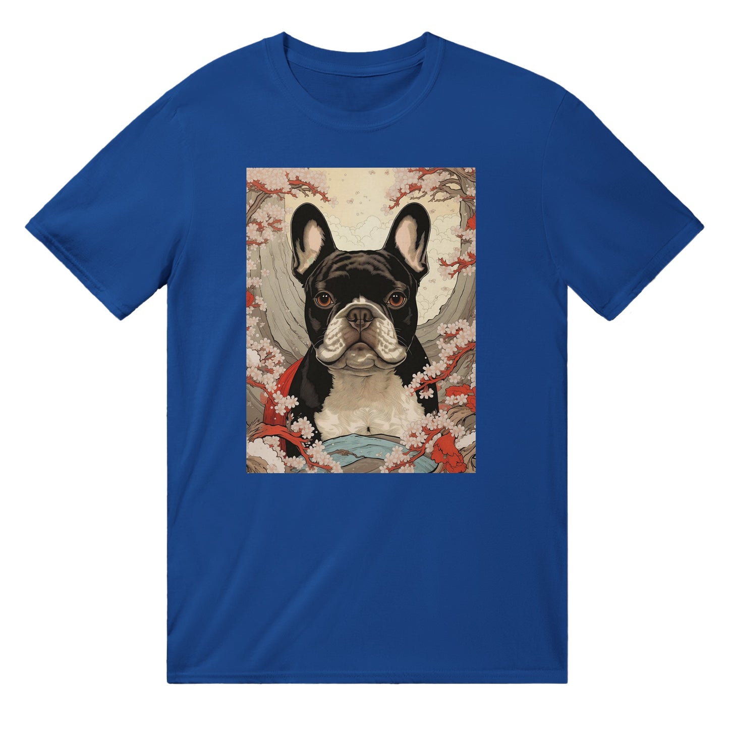 T-shirt med rund hals - Cherry Blossom French Bulldog 