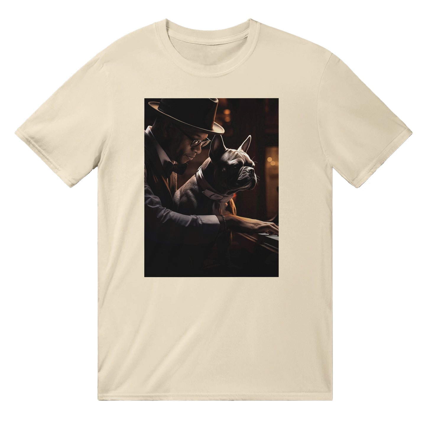 T-shirt med rund hals - French Bulldog Piano Companion 