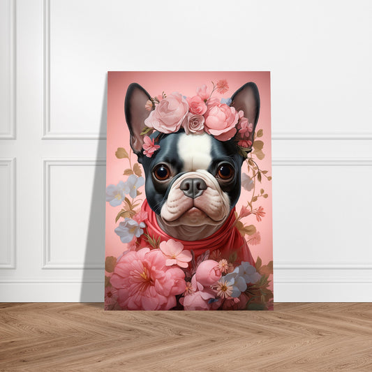 Plakat - Blomsterdekoration Fransk Bulldog
