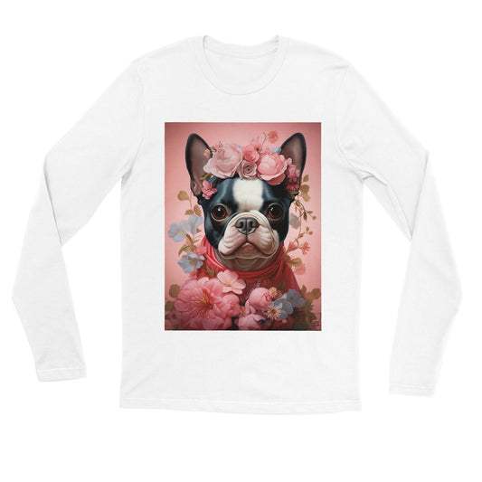 Premium langærmet T-shirt - Blomsterdekoration, fransk bulldog 