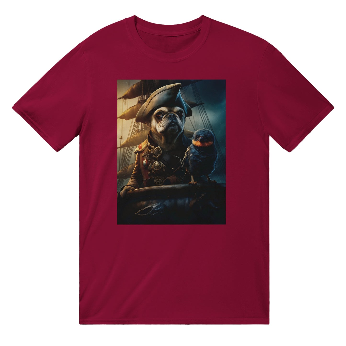 T-shirt med rund hals - French Bulldog Pirate