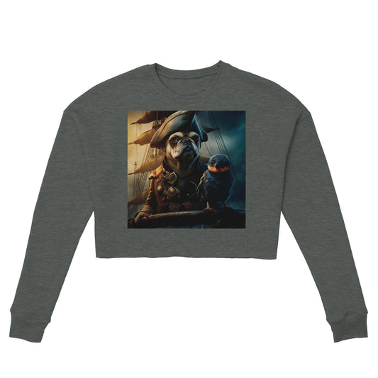 Kvinders cropped sweatshirt - fransk bulldog pirat 