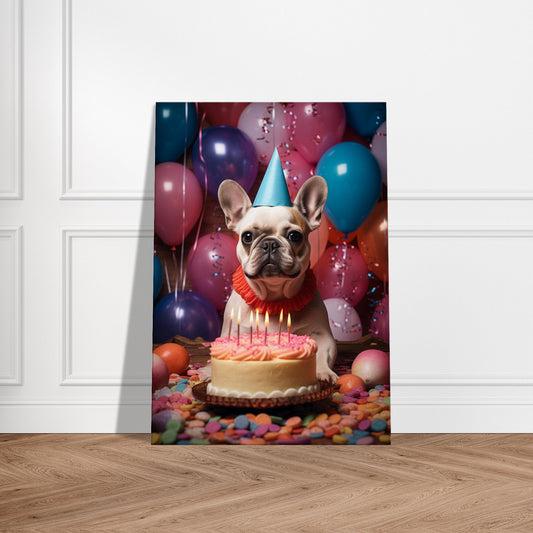Lærredstryk - fransk bulldog fødselsdag