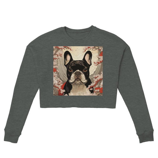 Kvinders cropped sweatshirt - Cherry Blossom French Bulldog 