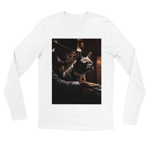 Premium langærmet T-shirt - French Bulldog Piano Companion 